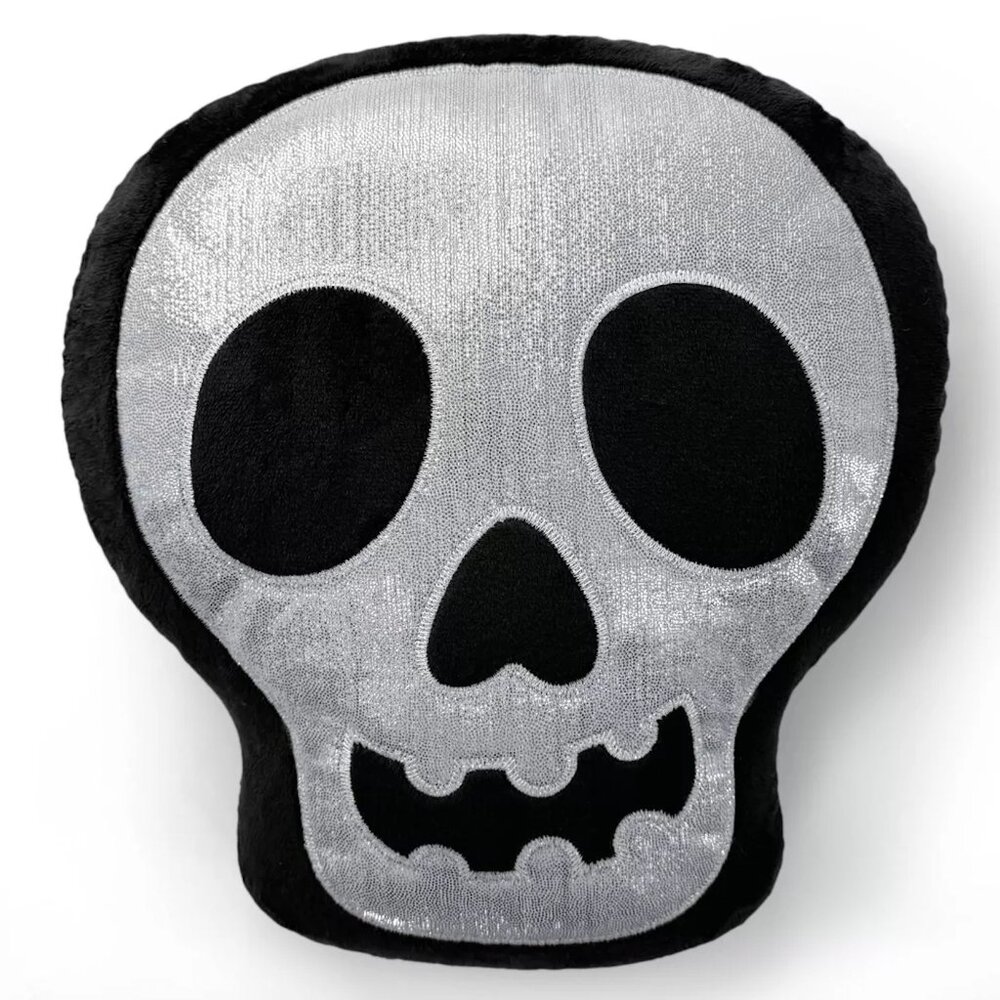 NWT! Glitter Skull Pillow Target Halloween Decor Retired Skeleteon Pillow